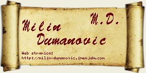 Milin Dumanović vizit kartica